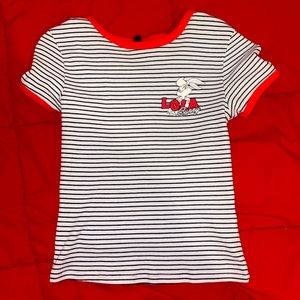 H&M XS stripped B&W red lining